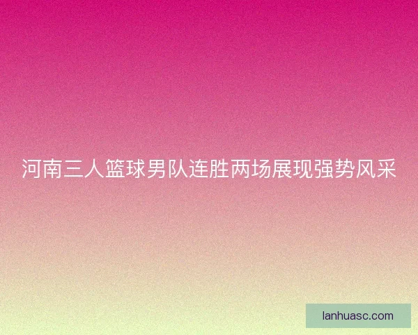 河南三人篮球男队连胜两场展现强势风采