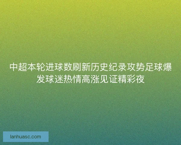 中超本轮进球数刷新历史纪录攻势足球爆发球迷热情高涨见证精彩夜