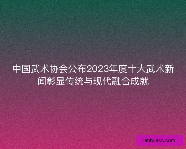 中国武术协会公布2023年度十大武术新闻彰显传统与现代融合成就